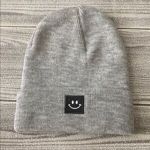 COPY - Gray Beanie with Smiley Patch